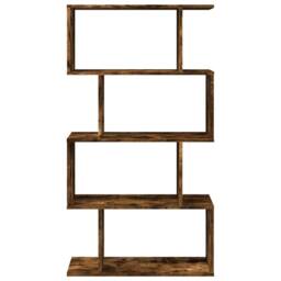 Berkfield Home Room Divider Bookcase 4-Tier Smoked Oak 70x24x129 cm Engineered Wood in Brown - Size: 70 x 24 x 129 cm - thumbnail 5