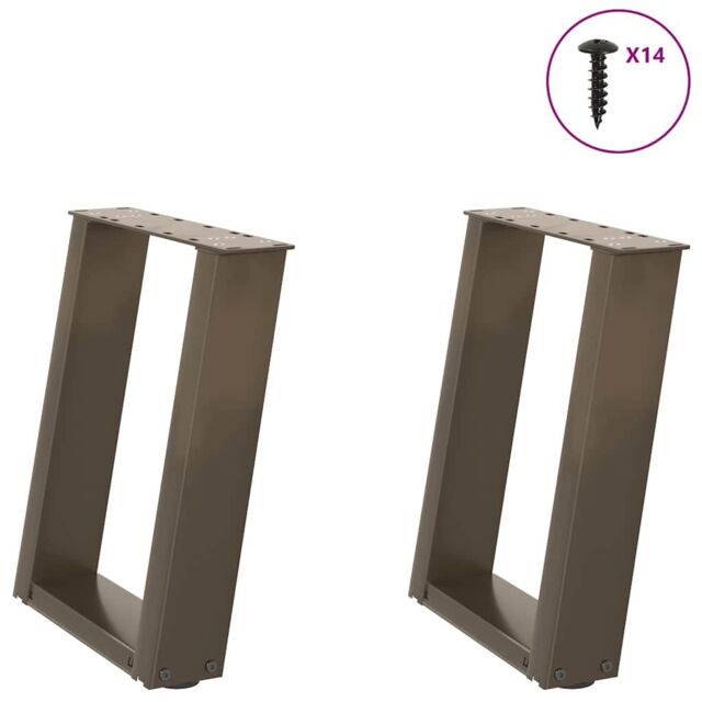 Berkfield Home Coffee Table Legs U-Shaped 2 pcs Natural Steel 38x(42-43) cm Steel in Brown - image 1
