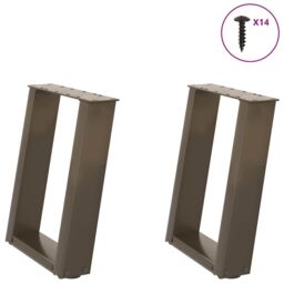 Berkfield Home Coffee Table Legs U-Shaped 2 pcs Natural Steel 38x(42-43) cm Steel in Brown - thumbnail 1