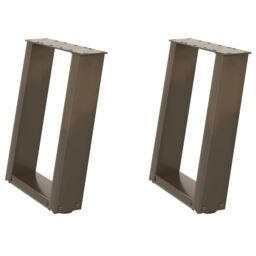 Berkfield Home Coffee Table Legs U-Shaped 2 pcs Natural Steel 38x(42-43) cm Steel in Brown - thumbnail 2