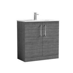 Balterley Bathroom 2 Soft Close Door, Floor Vanity Unit Basin, Anthracite, 800mm in Grey - thumbnail 1