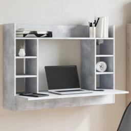 Berkfield Home Wall-Mounted Desk Concrete Grey 105x48x75 cm Engineered Wood - Size: 105 x 48 x 75 cm - thumbnail 2