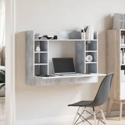 Berkfield Home Wall-Mounted Desk Concrete Grey 105x48x75 cm Engineered Wood - Size: 105 x 48 x 75 cm - thumbnail 3