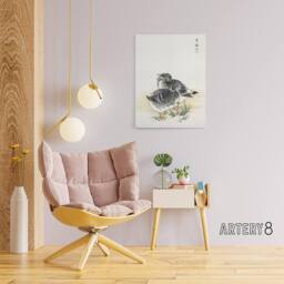 "Artery8 Black Brant Geese Pictorial Birds Canvas Wall Art Print Kashu in Beige - Size: W18"" x H24""" - thumbnail 3