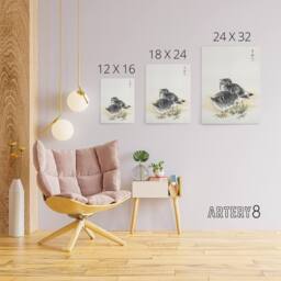 "Artery8 Black Brant Geese Pictorial Birds Canvas Wall Art Print Kashu in Beige - Size: W18"" x H24""" - thumbnail 4