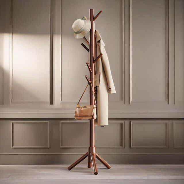 Pirlo Plush Wooden Coat Stand Stand With 8 Hooks in Brown - image 1