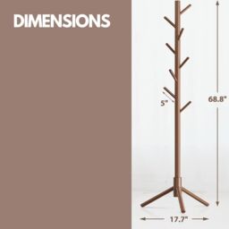 Pirlo Plush Wooden Coat Stand Stand With 8 Hooks in Brown - thumbnail 6