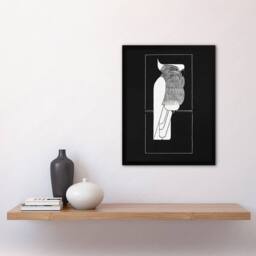 Artery8 Samuel J De Mesquita Framed Wall Art Sulphur Crested Cockatoo Parrot in Black - Size: A4 - thumbnail 2