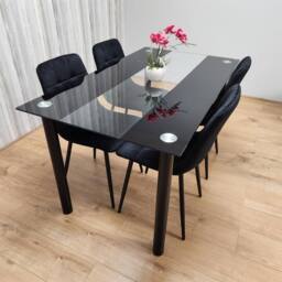 KOSY KOALA Black Glass Dining Set With 4 Black Velvet Chairs For Dining Room - thumbnail 9