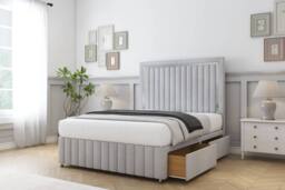 "Sloomy Boston Gold Naples Divan Base No Drawers - 54"" Headboard- Footboard in Silver - Size: Super King" - thumbnail 4