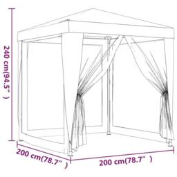 Berkfield Home Party Tent with 4 Mesh Sidewalls Red 2x2 m HDPE - thumbnail 7