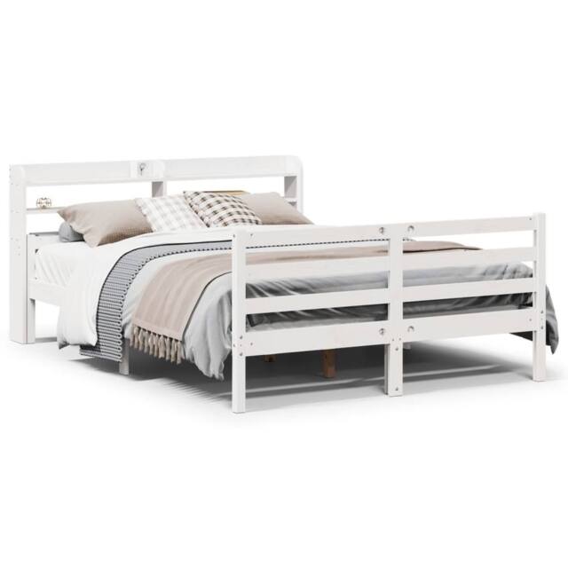 Berkfield Home Bed Frame with Headboard without Mattress White 150x200 cm King Size - image 1