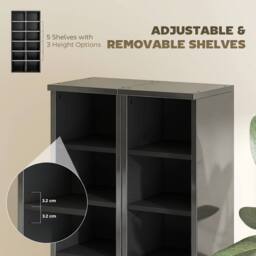 EONLION Set of 2 CD Storage Units with Adjustable Shelves in Black - Size: 100 cm - thumbnail 3