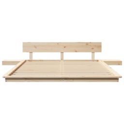 Berkfield Home Floor Bed Frame with Bedside Tables 140x200cm Solid Wood - Size: 140x200 cm - thumbnail 5