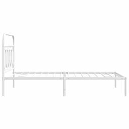 Berkfield Home Metal Bed Frame without Mattress with Headboard White 107x203cm - Size: 107x203 cm - thumbnail 5