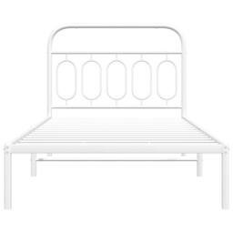 Berkfield Home Metal Bed Frame without Mattress with Headboard White 107x203cm - Size: 107x203 cm - thumbnail 4