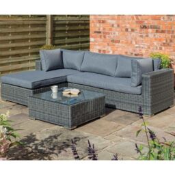 Cheshire 4 Seater Grey Weave Lounger Set in Mid Grey