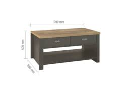 Birlea Highgate 2 Drawer Coffee Table in Dark Grey - Size: Medium - thumbnail 8