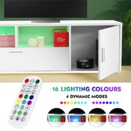 Nordara LED TV White Cabinet Unit High Gloss MDF Entertainment RGB Lights - thumbnail 4