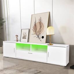 Nordara LED TV White Cabinet Unit High Gloss MDF Entertainment RGB Lights - thumbnail 7