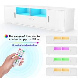 Nordara LED TV White Cabinet Unit High Gloss MDF Entertainment RGB Lights - thumbnail 5