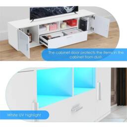 Nordara LED TV White Cabinet Unit High Gloss MDF Entertainment RGB Lights - thumbnail 6