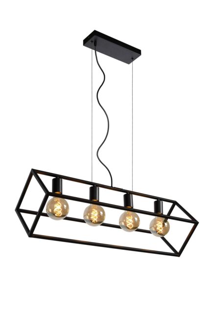 Lucide 'FABIAN' Dimmable Adjustable Height Modern Bar Pendant Light 4xE27 in Black - image 1