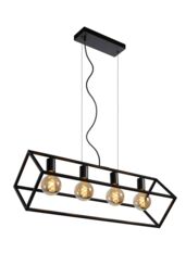 Lucide 'FABIAN' Dimmable Adjustable Height Modern Bar Pendant Light 4xE27 in Black - thumbnail 1