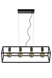 Lucide 'FABIAN' Dimmable Adjustable Height Modern Bar Pendant Light 4xE27 in Black - thumbnail 2