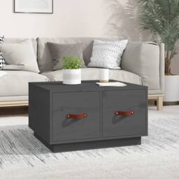 Berkfield Home Coffee Table Grey 60x53x35 cm Solid Wood Pine - Size: 60 x 53 x 35 cm - thumbnail 2
