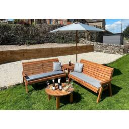 Charles Taylor Six Seater Balmoral Corner Garden Furniture Set - Fully Assembled in Light Brown - thumbnail 4