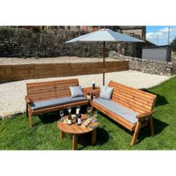 Charles Taylor Six Seater Balmoral Corner Garden Furniture Set - Fully Assembled in Light Brown - thumbnail 3