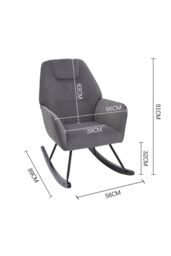 H&O Direct Comfy Upholstered Rocking Chair for Nursery with Black Legs in Grey - thumbnail 6