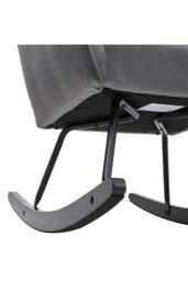 H&O Direct Comfy Upholstered Rocking Chair for Nursery with Black Legs in Grey - thumbnail 5