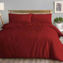 Smart Living Luxury Easy Care Polycotton Duvet Cover With Pillowcases in Red - Size: Double - thumbnail 1