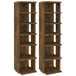 Berkfield Home Shoe Racks 2 pcs Smoked Oak 27.5x27x102 cm Engineered Wood in Brown - thumbnail 2