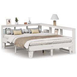 Berkfield Home Bookcase Bed without Mattress White 150x200cm Solid Wood Pine - Size: 150x200 cm - thumbnail 2
