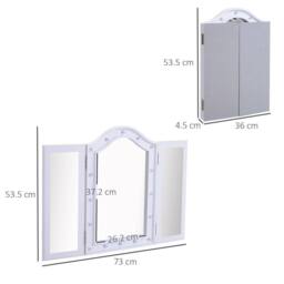 ERGOVEXA Trifold Tabletop Mirror, 73x53.5cm Makeup Mirror Large, White - Size: 73x53.5 cm - thumbnail 2
