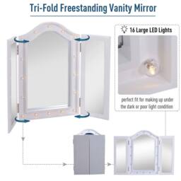 ERGOVEXA Trifold Tabletop Mirror, 73x53.5cm Makeup Mirror Large, White - Size: 73x53.5 cm - thumbnail 5