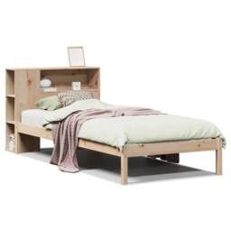 Berkfield Home Bookcase Bed without Mattress 75x190 cm Small Single Solid Wood Pine in Light Tan - thumbnail 1