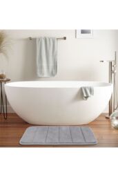 Living and Home Soft Absorbent Bath Mat Rug in Grey - Size: 40 x 60 cm - thumbnail 2