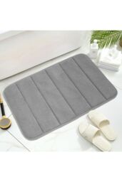 Living and Home Soft Absorbent Bath Mat Rug in Grey - Size: 40 x 60 cm - thumbnail 1