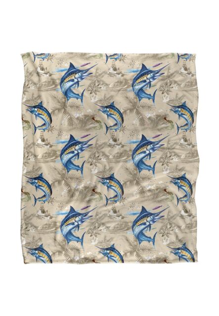 JQ Licensing Jl-Jp-Jq Marlin Tiki Fishing Pattern Silky Touch Super Soft Throw Blanket 152 X 127 cm in White - image 1
