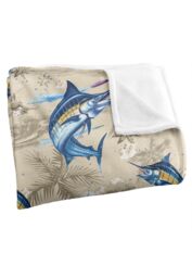 JQ Licensing Jl-Jp-Jq Marlin Tiki Fishing Pattern Silky Touch Super Soft Throw Blanket 152 X 127 cm in White - thumbnail 3