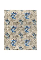 JQ Licensing Jl-Jp-Jq Marlin Tiki Fishing Pattern Silky Touch Super Soft Throw Blanket 152 X 127 cm in White - thumbnail 1