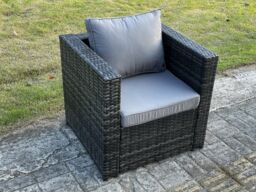 Fimous 8 Seater Rattan Corner Sofa Lounge Sofa Set With Rectangular Coffee Table 2 Arm Chair Left Hand in Dark Grey - thumbnail 5