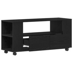 Berkfield Home TV Cabinet with Wheels Black Oak 102x34.5x43 cm Engineered Wood - thumbnail 5