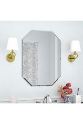 Living and Home 40cm W x 60cm H Modern Frameless Octagon Wall Mirror in Silver - Size: 40 cm W x 60 cm H - thumbnail 1