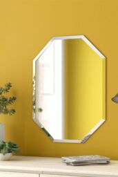 Living and Home 40cm W x 60cm H Modern Frameless Octagon Wall Mirror in Silver - Size: 40 cm W x 60 cm H - thumbnail 3