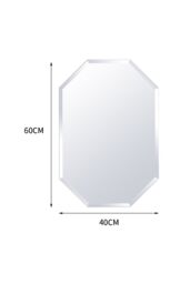 Living and Home 40cm W x 60cm H Modern Frameless Octagon Wall Mirror in Silver - Size: 40 cm W x 60 cm H - thumbnail 4